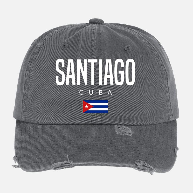 Santiago Cuba Cubans Flexfit Vintage Destroyed Cap