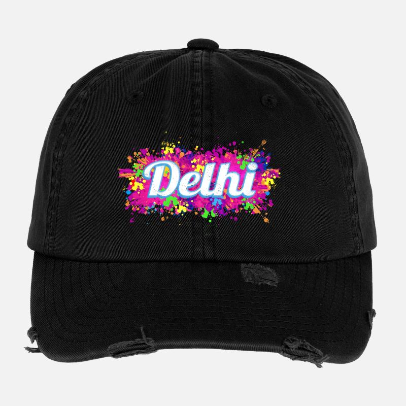 Souvenir de design aux couleurs colorées de Delhi en Inde Casquette vintage effet usé Flexfit
