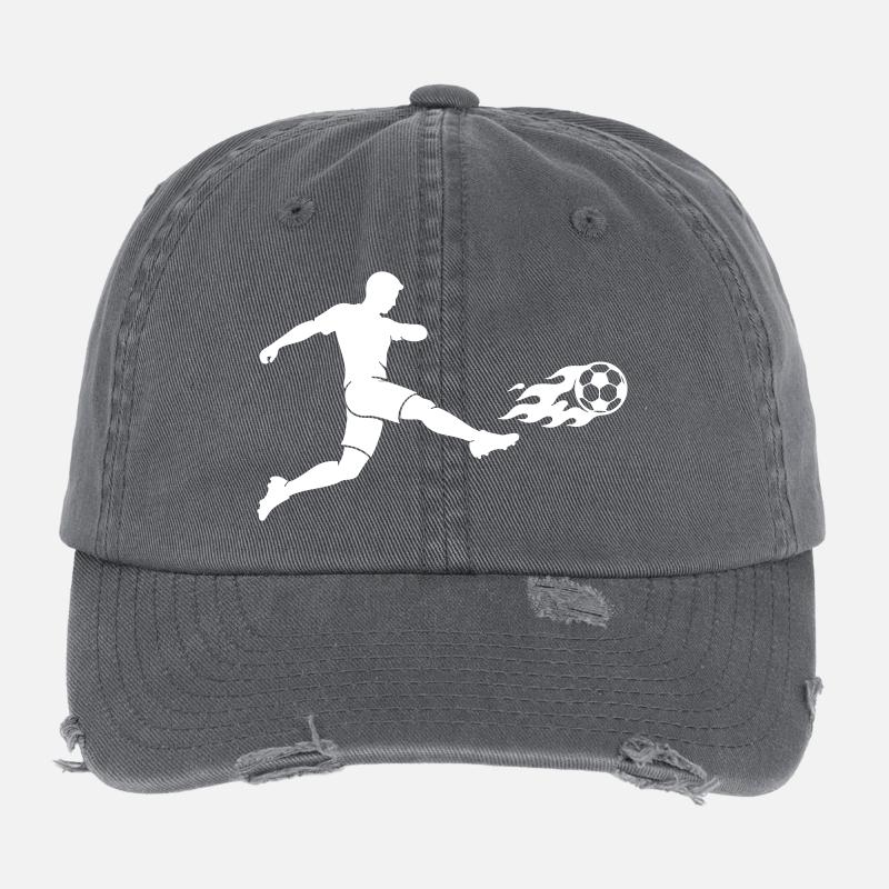 Soccer Striker Silhouette Flexfit Vintage Destroyed Cap