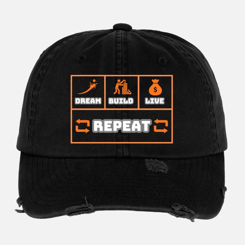 Dream Build Live Repeat Flexfit Vintage Destroyed Cap