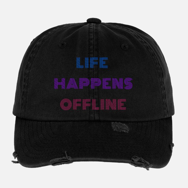 La vie se passe hors ligne Casquette vintage effet usé Flexfit