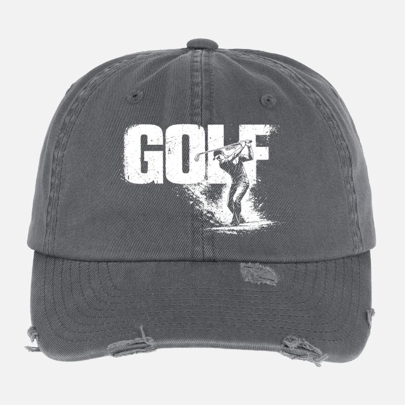 Golf Shirt Golf Mode Activated Golfer Gift Flexfit Vintage Destroyed Cap