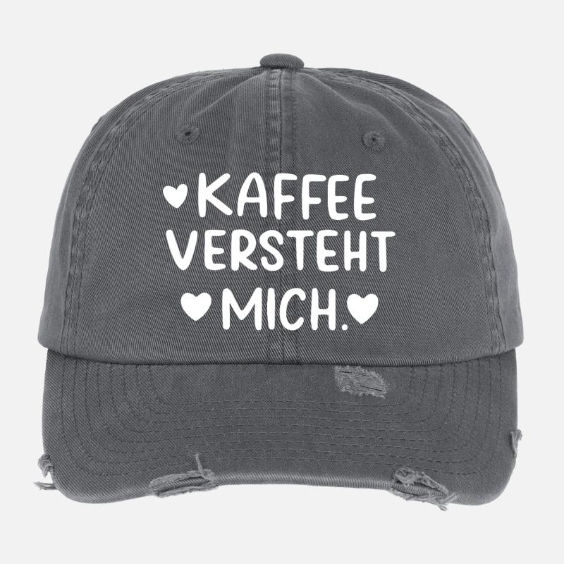 Kaffee Versteht Mich Morgenmuffel Koffeinjunkie Flexfit Vintage Destroyed Cap