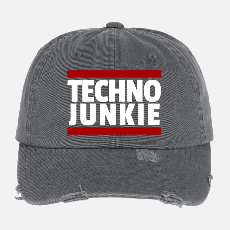 Techno Rave Junkie Casquette vintage effet usé Flexfit