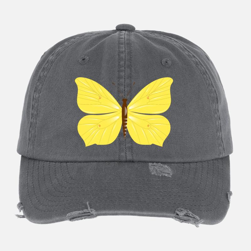Papillon citron dessiné à la main Casquette vintage effet usé Flexfit