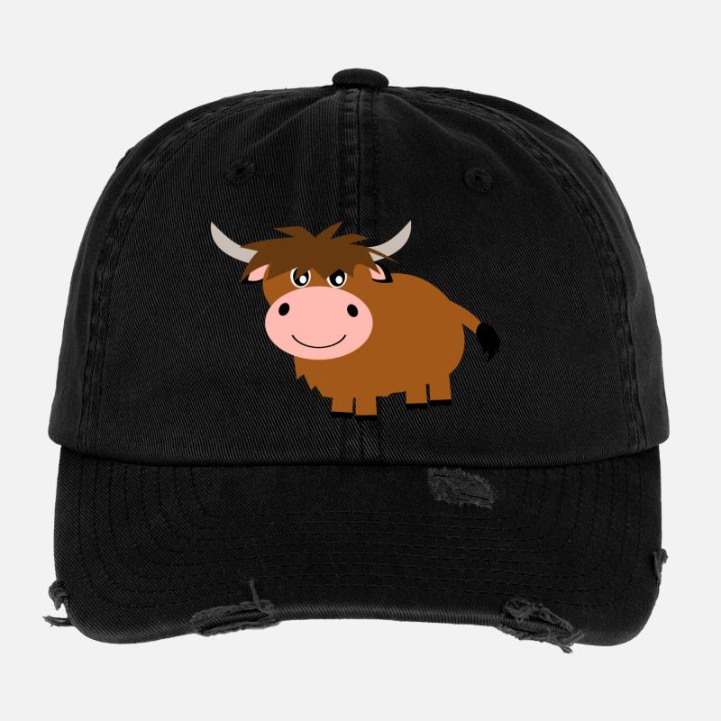 Vache bovine des Highlands Casquette vintage effet usé Flexfit