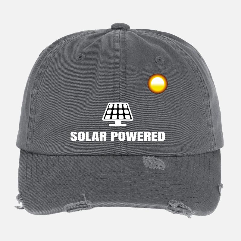 Solar Powered Solar Solar Solar Panel Power Flexfit Vintage Destroyed Cap