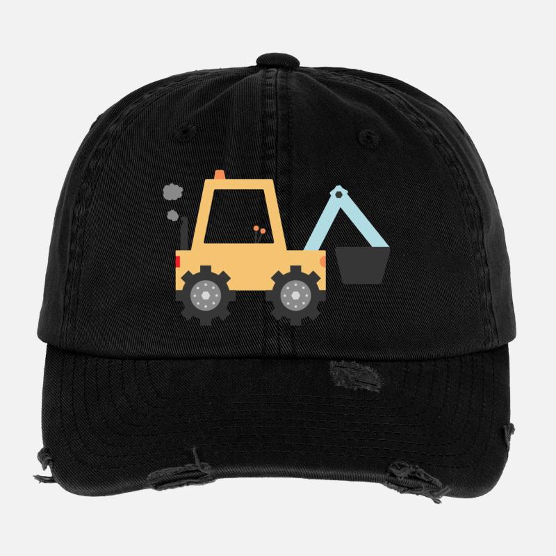 Gelber Bagger Flexfit Vintage Destroyed Cap