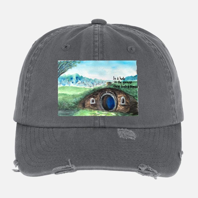 Tolkien Hole Landschaftskunst Flexfit Vintage Destroyed Cap