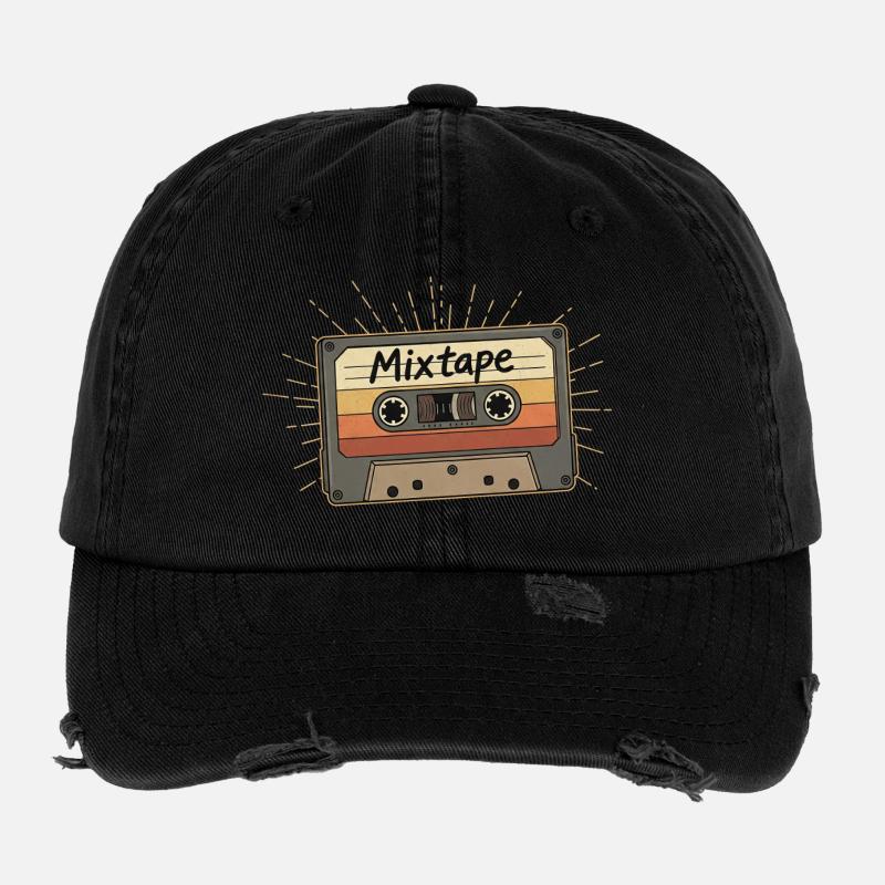 Cassette de mixtape rétro Casquette vintage effet usé Flexfit