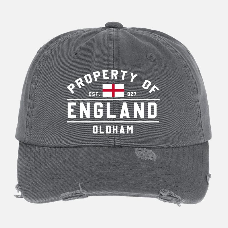 Eigentum von England Oldham Flagge Flexfit Vintage Destroyed Cap