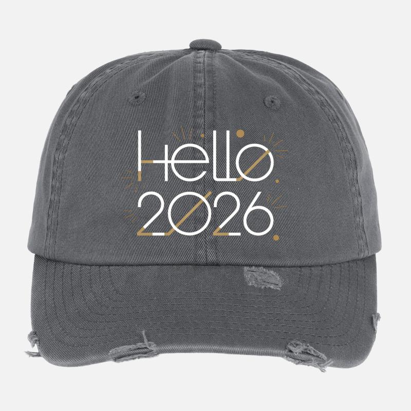 Hello 2026 Fireworks Flexfit Vintage Destroyed Cap
