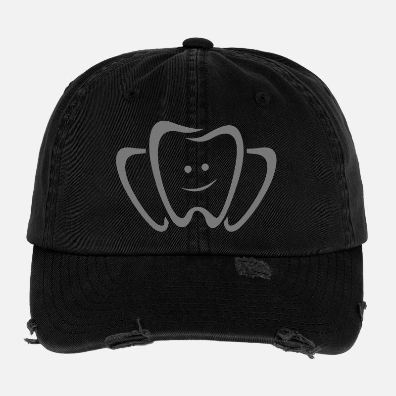 Fröhlicher Zahn Smile-Motiv Flexfit Vintage Destroyed Cap