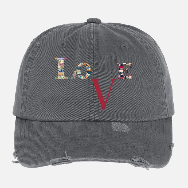 Liebe Patchwork-Typografie Flexfit Vintage Destroyed Cap