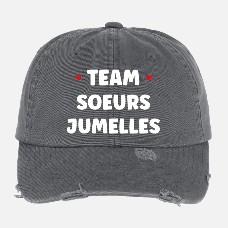 Team Twinned Sisters Flexfit Vintage Destroyed Cap