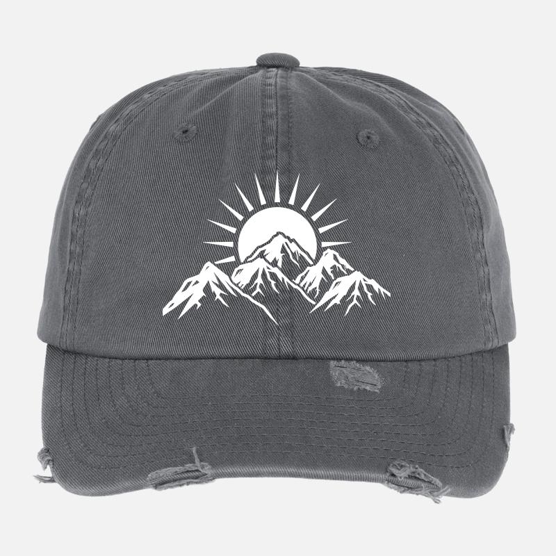 Mountains Sun Nature Flexfit Vintage Destroyed Cap