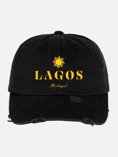Lagos Portugal Sun  - Flexfit Vintage Destroyed Cap - black - Front