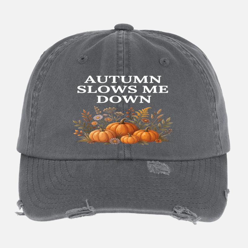 Herbst verlangsamt mich Kürbisblüte Cottagecore Flexfit Vintage Destroyed Cap
