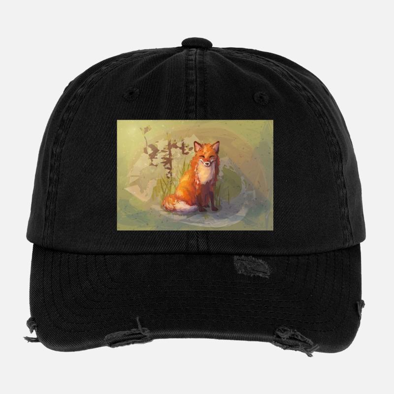 Herbst Fuchs - Flexfit Vintage Destroyed Cap - Schwarz
