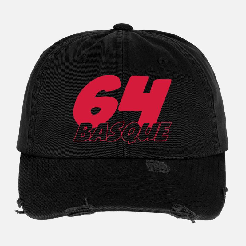 64 Basque - Flexfit Vintage Destroyed Cap - Schwarz