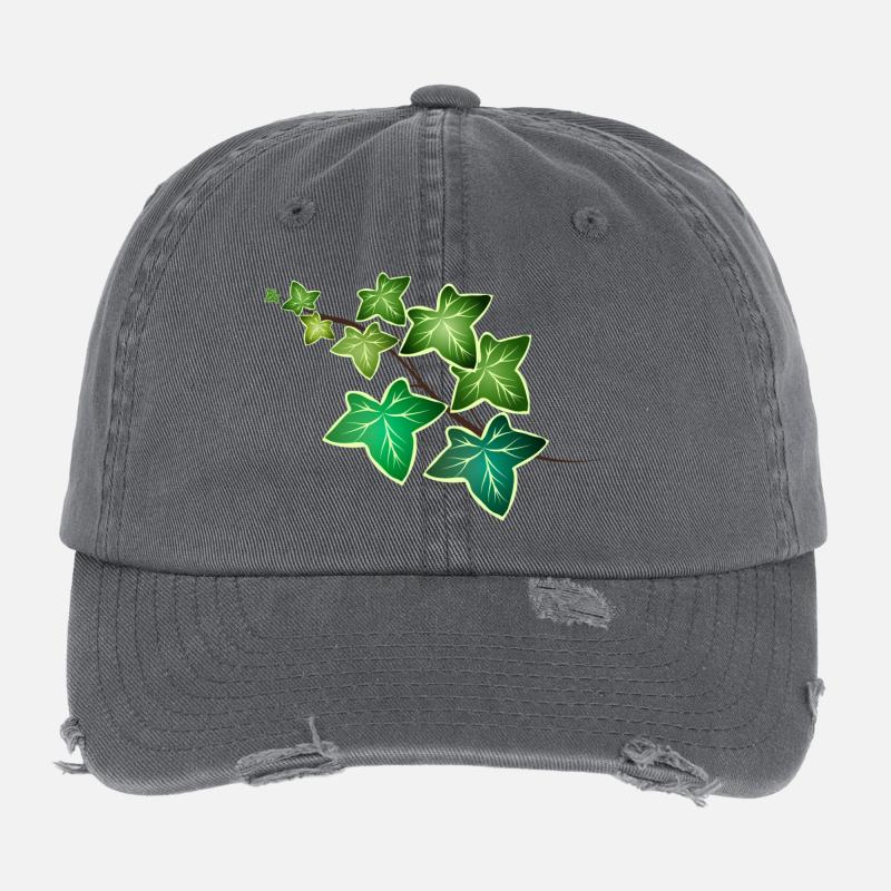 Efeu Ranke mit weißem Rand - Weißgrüner Efeu Flexfit Vintage Destroyed Cap