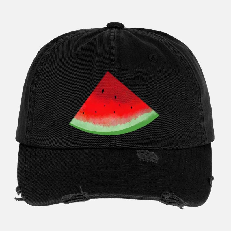 Wassermelonen Stück Aquarell Flexfit Vintage Destroyed Cap