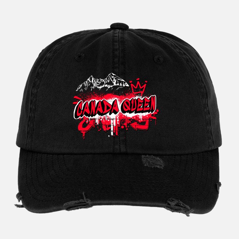 Kanada Queen Flaggen Graffiti Design Flexfit Vintage Destroyed Cap