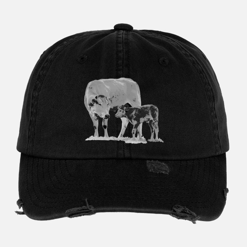 Vache avec veau Casquette vintage effet usé Flexfit