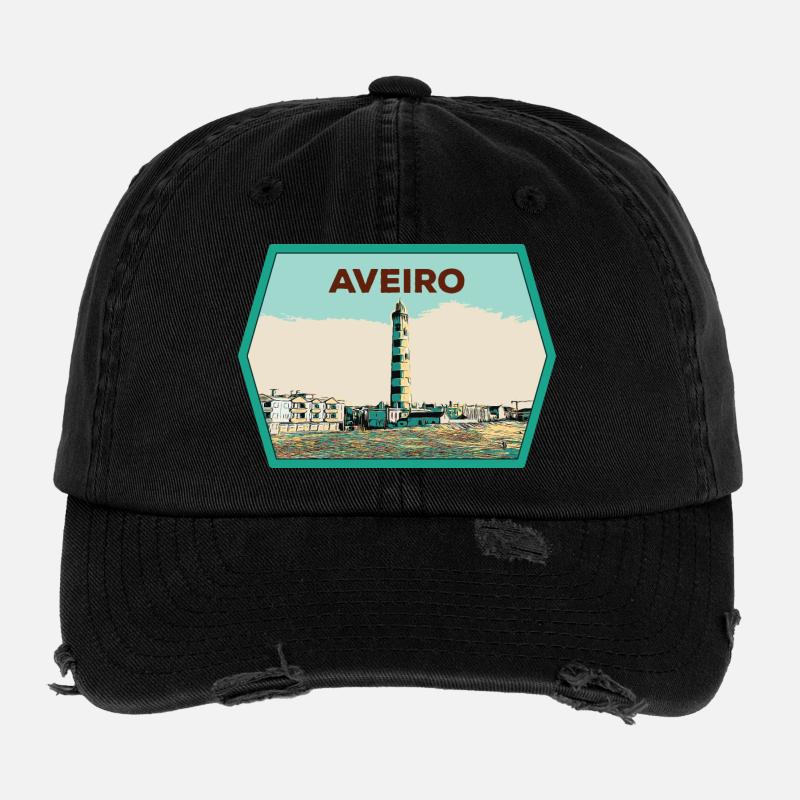Leuchtturm der Lagune von Aveiro Originalabbildung Flexfit Vintage Destroyed Cap
