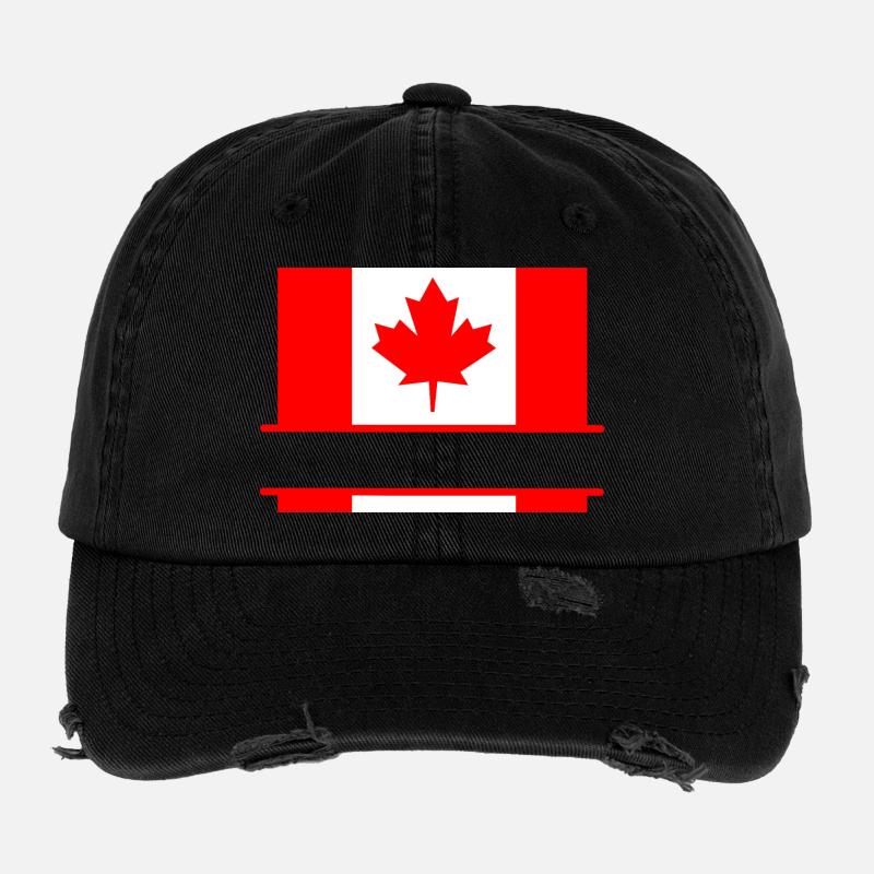 Drapeau du Canada avec un espace de la feuille d’érable pour le texte Casquette vintage effet usé Flexfit