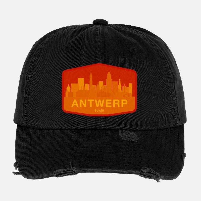 Antwerp Skyline Wärmeorange Flexfit Vintage Destroyed Cap