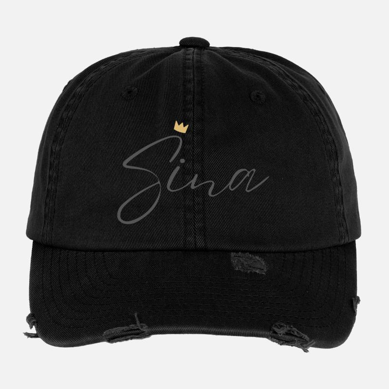 Prinzessin Sina Crown Hemd – Name mit Buchstabe S Flexfit Vintage Destroyed Cap