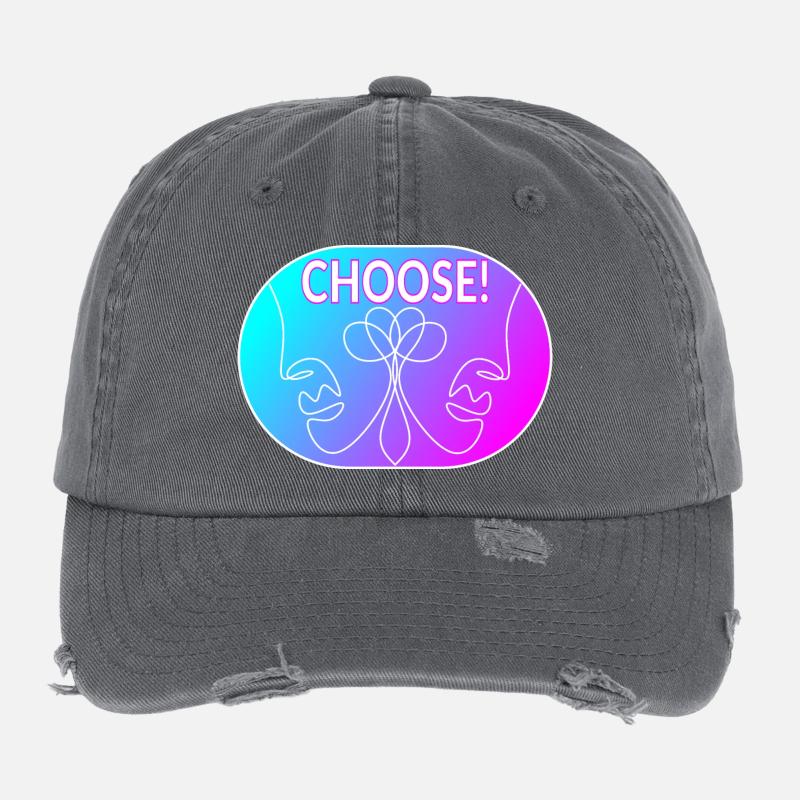 Line Art Drawing - Choose Flexfit Vintage Destroyed Cap