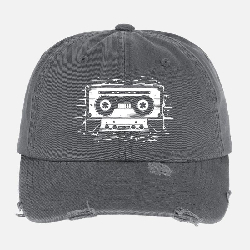 Cassette audio Casquette vintage effet usé Flexfit