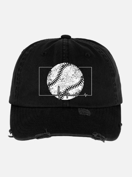 Baseball Heartbeat Emblem - Flexfit Vintage Destroyed Cap - black