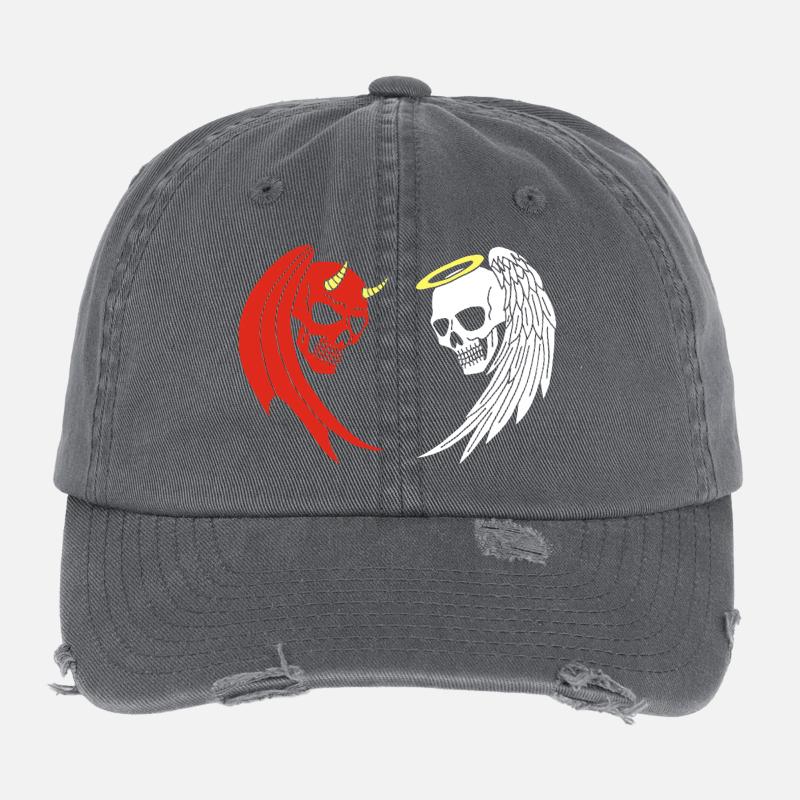 Squelette ange et démon Casquette vintage effet usé Flexfit