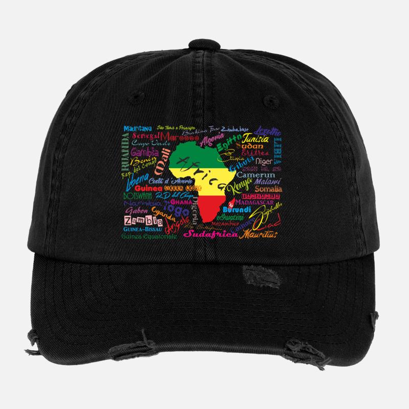 African Continent Colors Flexfit Vintage Destroyed Cap