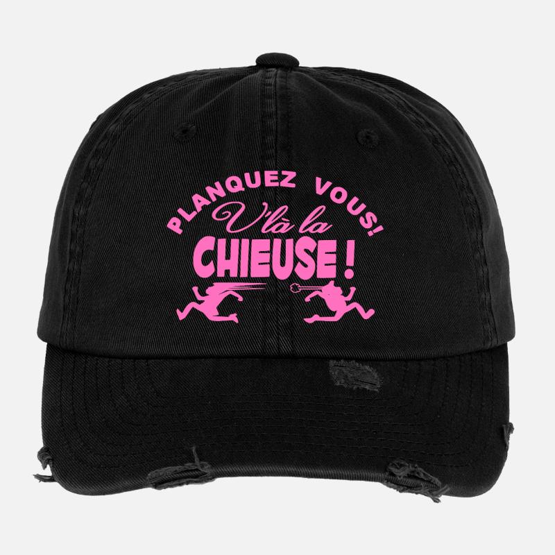 Planquez vous voilà la Chieuse cadeau t-shirt Flexfit Vintage Destroyed Cap