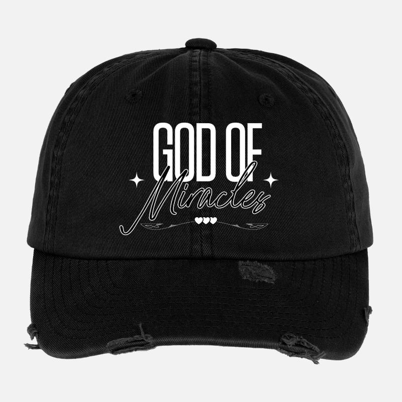 Dieu des miracles Foi chrétienne Espérance - Casquette vintage effet usé Flexfit - noir