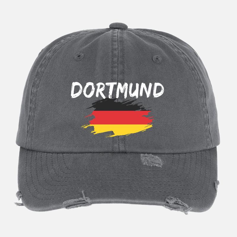 Dortmund Germany Flag Flexfit Vintage Destroyed Cap