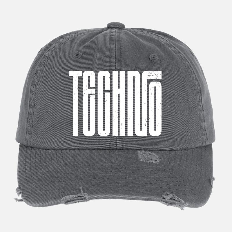 Typographie rétro techno audacieuse Casquette vintage effet usé Flexfit