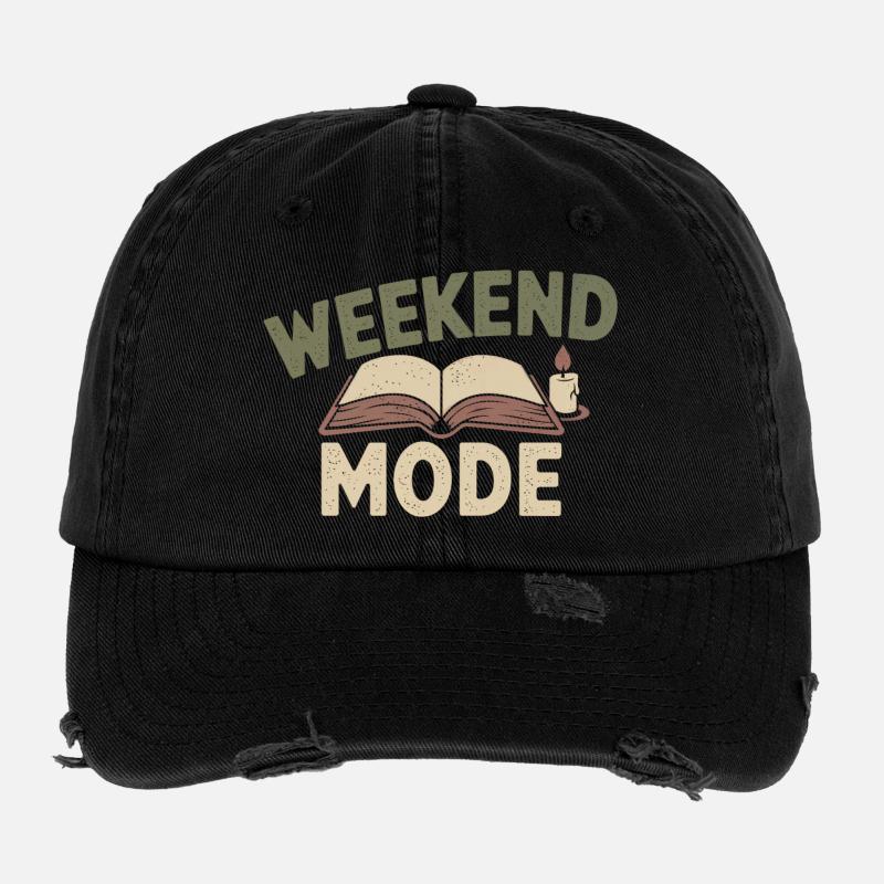 Weekend Mode – Cozy Buch & Kerze Flexfit Vintage Destroyed Cap