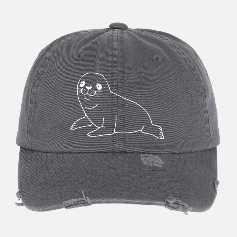 Robbe weiß Seehund Flexfit Vintage Destroyed Cap