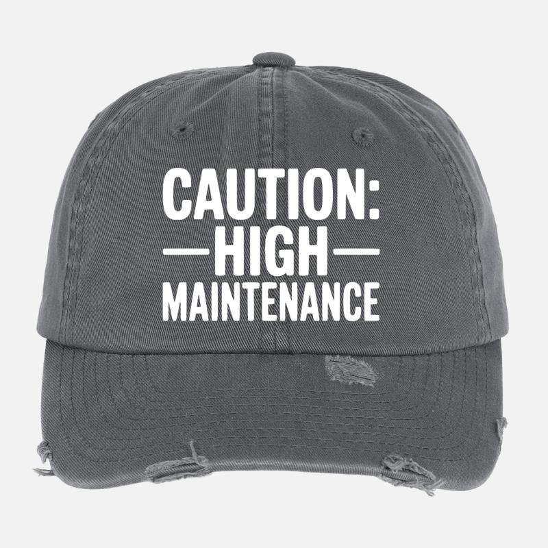 Caution: High Maintenance Flexfit Vintage Destroyed Cap