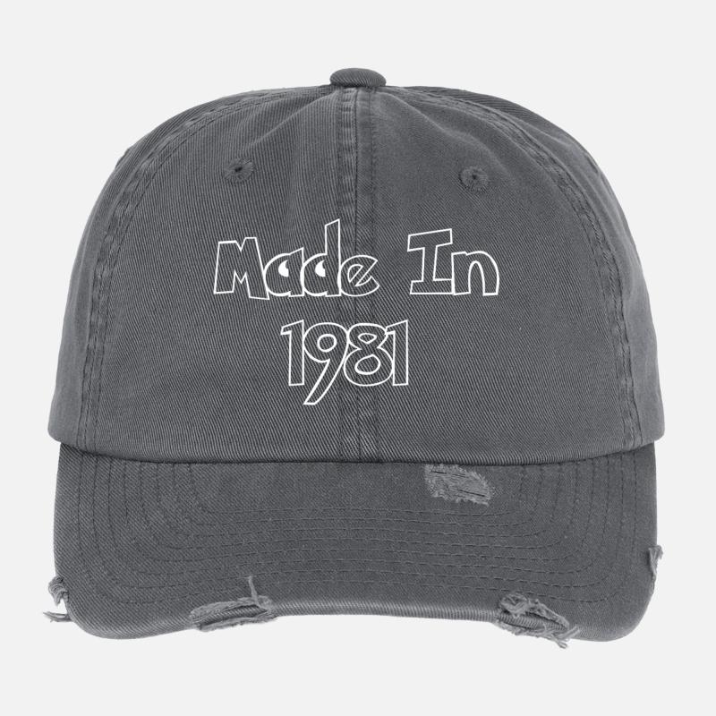 Made 1981 – Retro Typography Flexfit Vintage Destroyed Cap