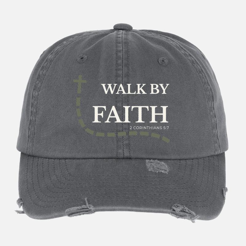 Marcher par la Foi | 2 Corinthiens 5:7 Casquette vintage effet usé Flexfit