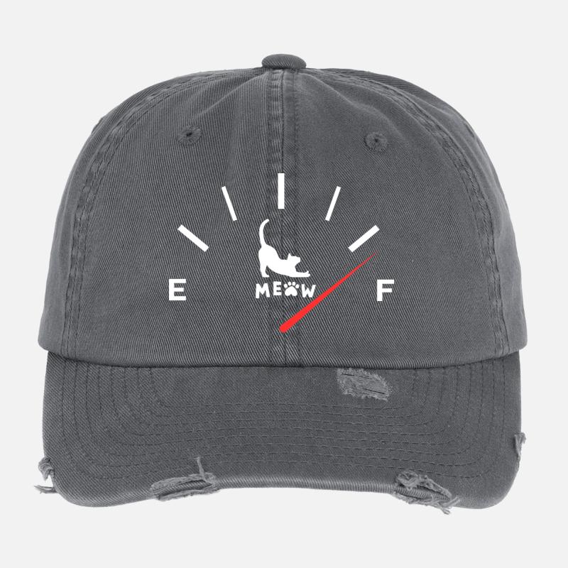 Funny active Cat coffee Fuel Meow Kitten Mom Humor Flexfit Vintage Destroyed Cap