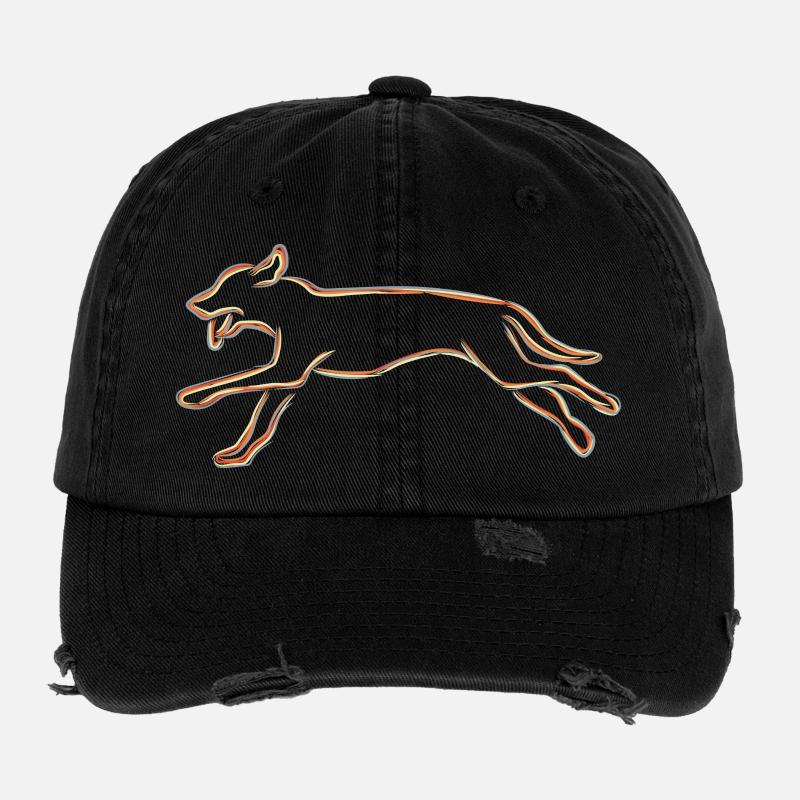 Dessin de chien Casquette vintage effet usé Flexfit
