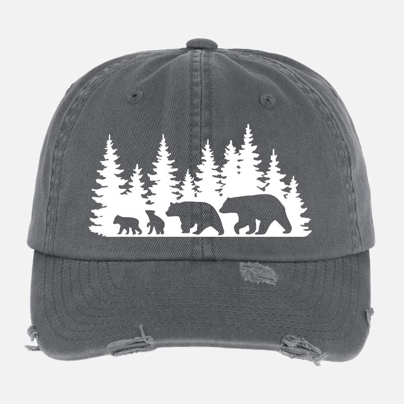 Silhouette Forest Wildlife Design Flexfit Vintage Destroyed Cap