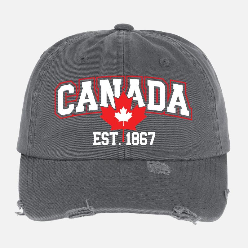 Canada Patriotic Maple Leaf Design Casquette vintage effet usé Flexfit